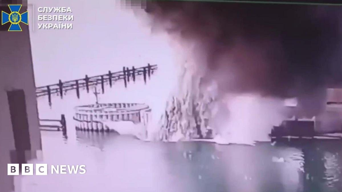 A shot taken from footage of the purported explosion, released by the Ukrainian security services