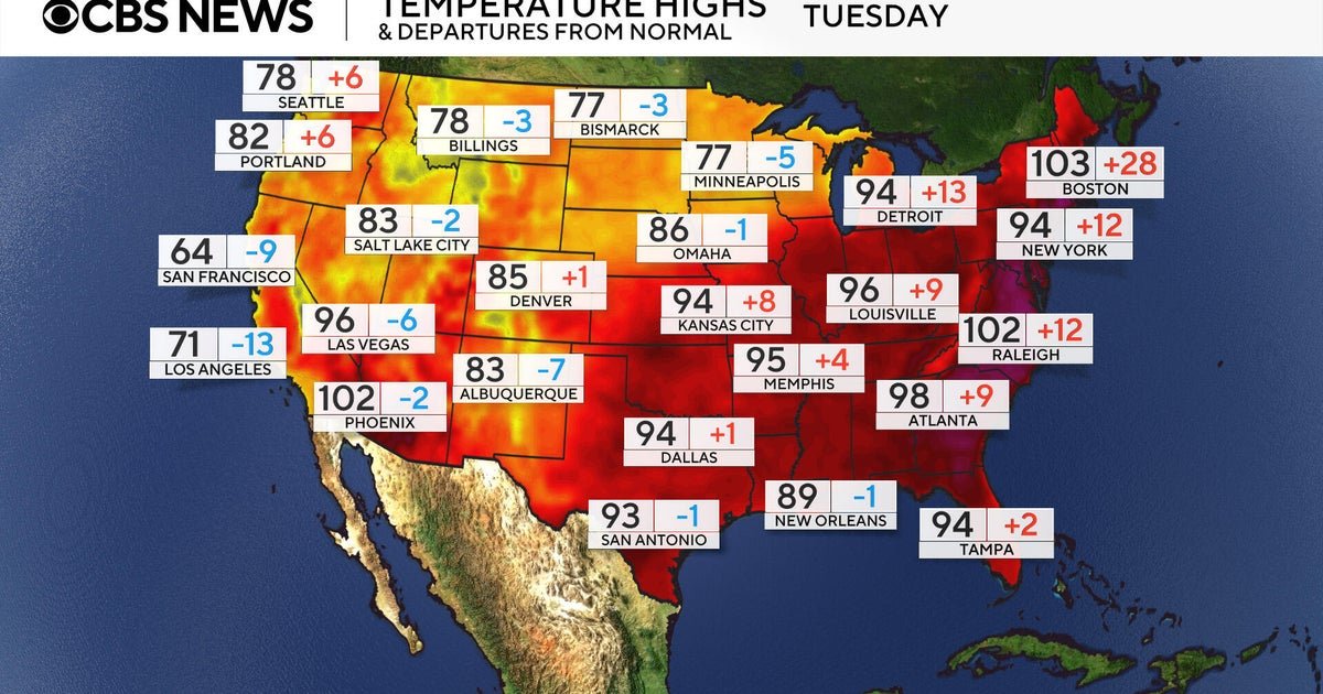 Maps show heat wave forecast across much of U.S., with more record highs expected today. Here's how long it will last.