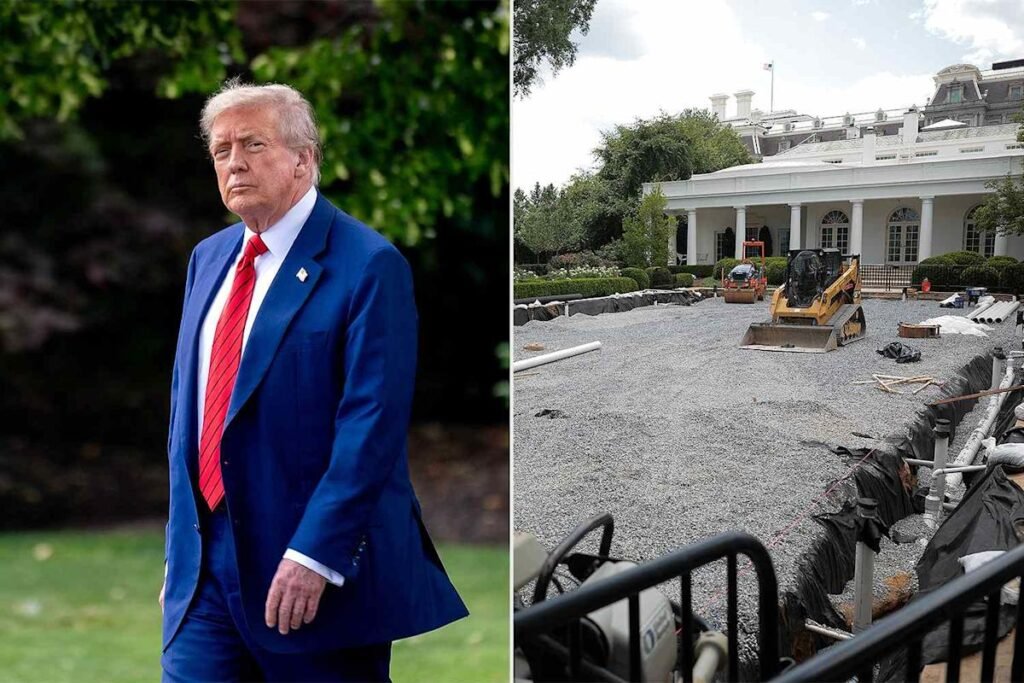 New Photos Show Latest as White House Rose Garden Is Bulldozed, Paved Over as Part of President Donald Trump's Renovation Plan