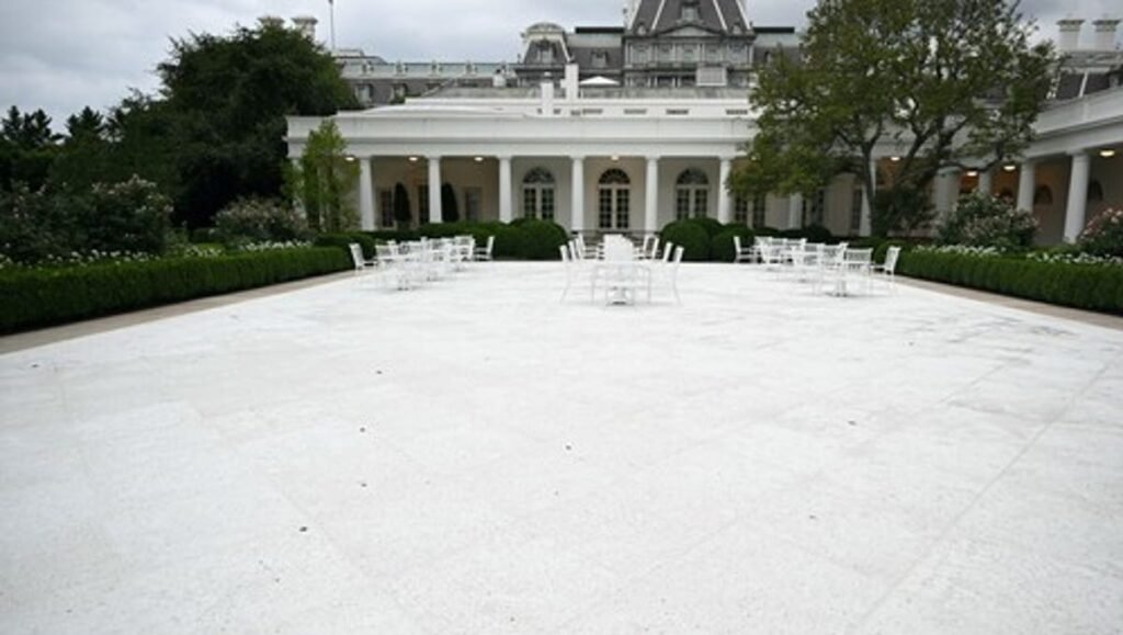 President Trump touts 'great reviews' about paved-over Rose Garden